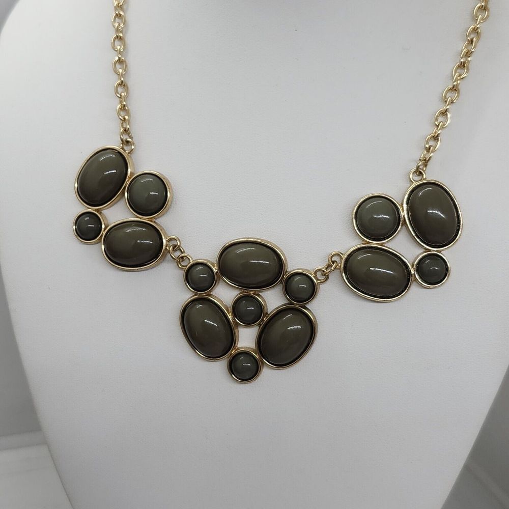 Gold Tone‎ And Green Statement Bib Necklace